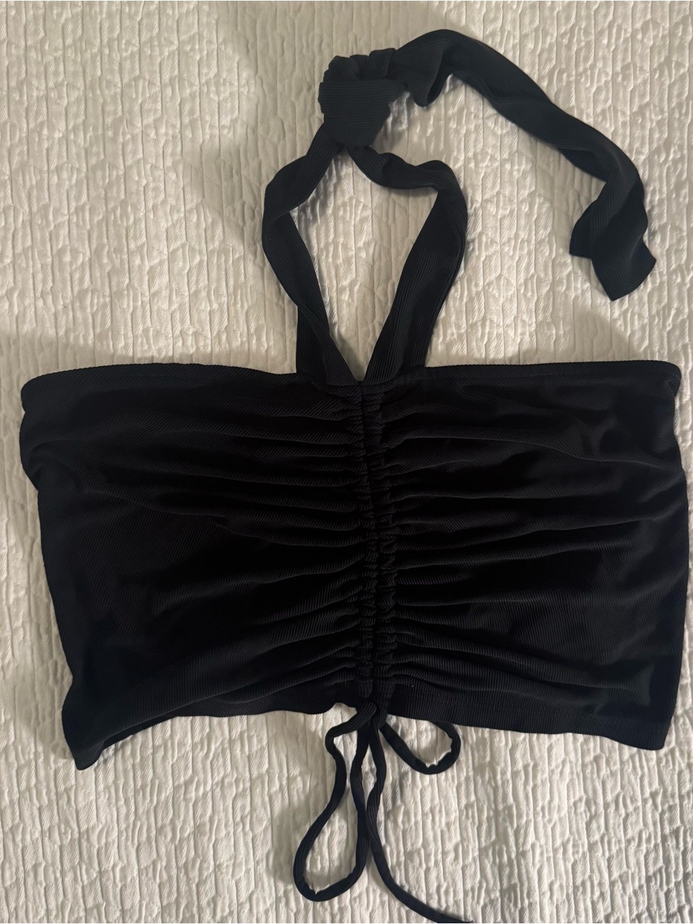 Urban Outfitters - Black Ruched Halter Crop Top - Medium